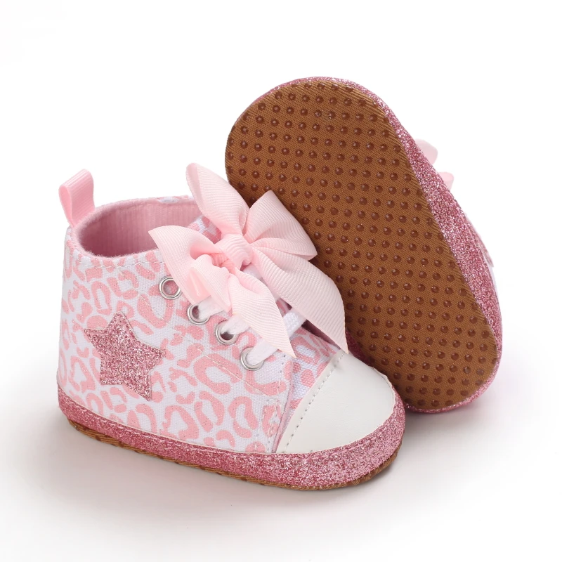 Classic Pink Baby Girls Shoes new Infant Bow Sports Shoes Shoes 2025 Toddlers Soft Sole Anti-slip First Walkers Baby Sneakers