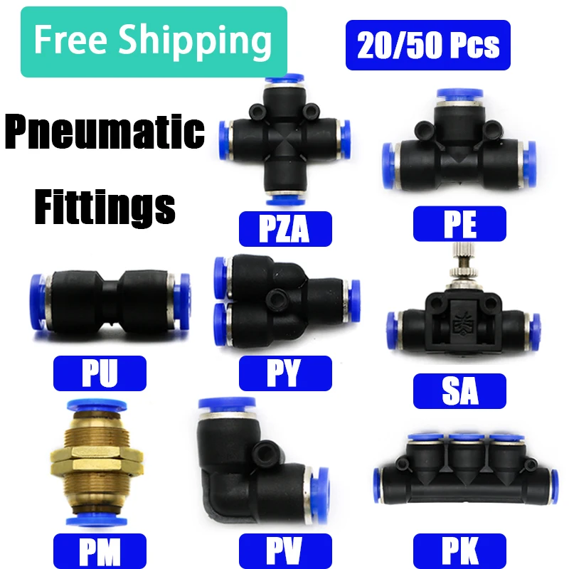 PU PV PY PE PM PZA PK SA Pneumatic Fittings Air Push Fittings Plastic Hose Quick Couplings 4mm 6mm 8mm 10mm 12mmPipe Connectors