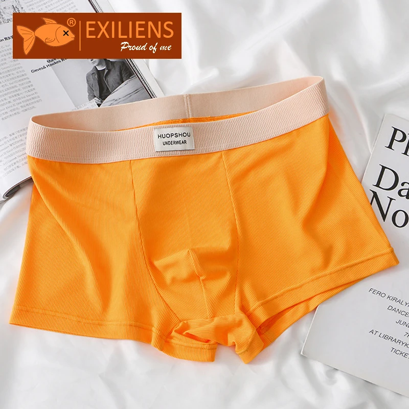 EXILIENS Youthful Color Boxer Men Underwear Calzoncillos Slips Hombre Mens Boxers Cuecas Masculinas Man Size Plus M-3XL A6187 eaa4a caeac