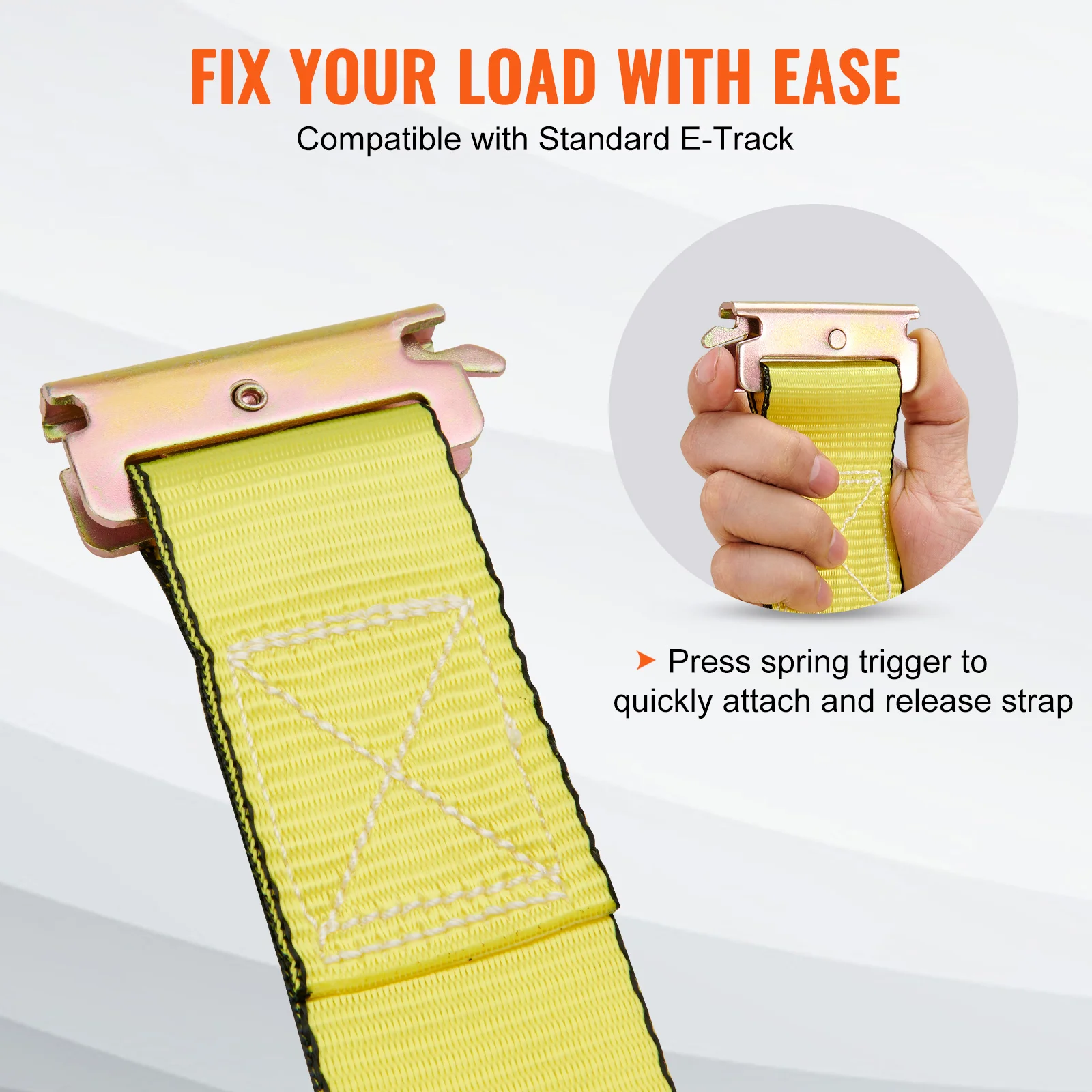 VEVOR 8pcs 4400Lbs Ratchet Tie Down Straps E-Track Heavy Duty Strap with Hook Loop for Moving Securing Cargo Lawn Equipment