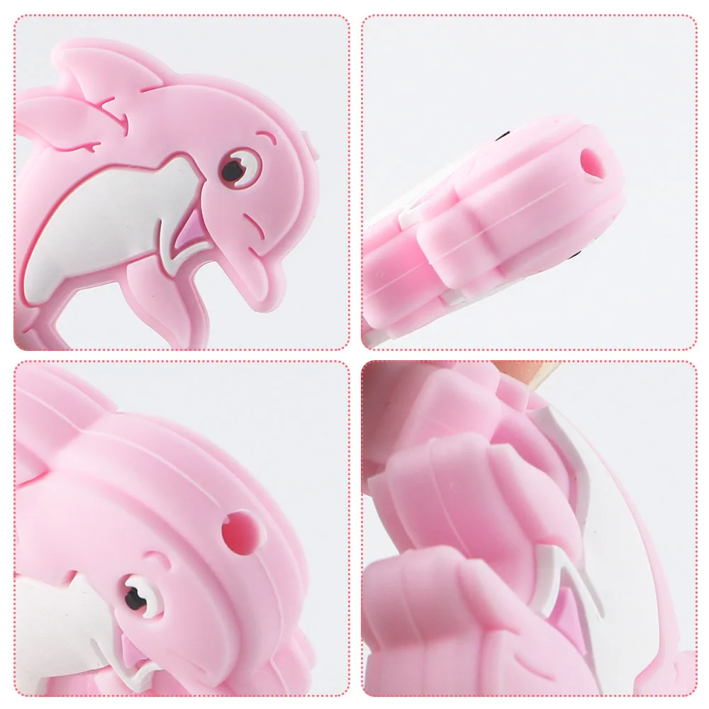 Sunrony 10pcs Dog Hippo Dolphin 2025 Silicone Beads Food Grade For new DIY Pacifier Chain Accessories For Pens Jewelry Making