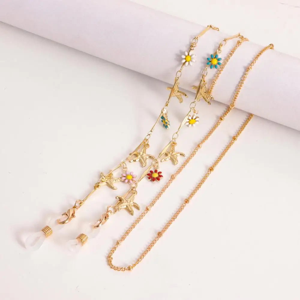 a d Hanging PCS Rope Painted Mask Oil Drop Flower Elegant Sweet Glasses Chains Accessories Eyeglasses Lanyard