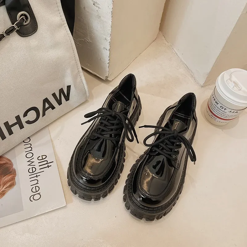 42 platform Women Loafers Classic Platform Chunky Heel Ladies Pumps Female Mary Jane Derby new Lolita Sweet Round 2025 Toe College Shoes