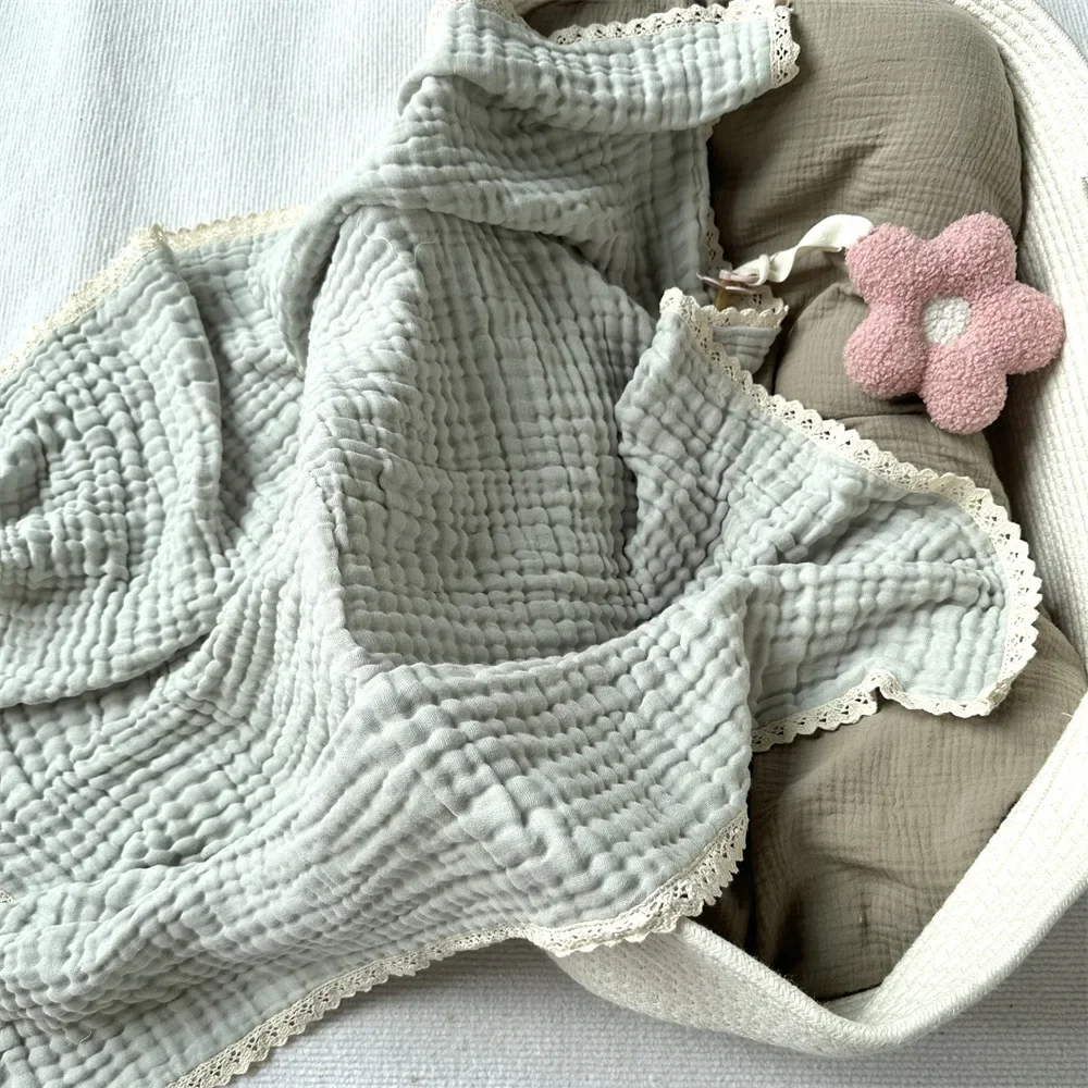 Newborn Baby Bath Towel 6 Layer Gauze Muslin Swaddle Cotton Receive Blankets Swaddling Wrap Lace Langer New Born Diapers Bedding