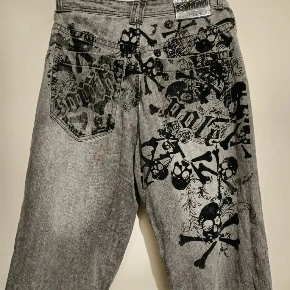 Streetwear Jeans Y2K Pants Harajuku Hip Hop Retro Skull Print Baggy Jeans Mens Punk Rock Gothic High Waist Wide Leg Trousers