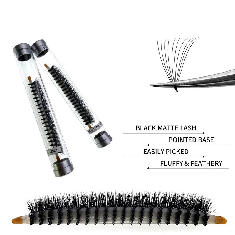 Premade Fans Fluffy Volume Lashes D mm Long Stem Soft Russian Professional Eyelash Extensions All Size Wholesale