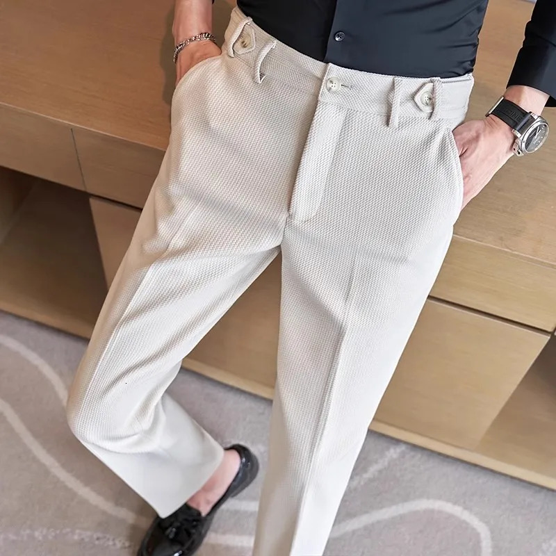 Navy Mens Suit Pants White Black Trousers Gray Khaki Pantalones Hombre Fashion Slim Male Pant 28 29 30 31 32 33 34 36 240321