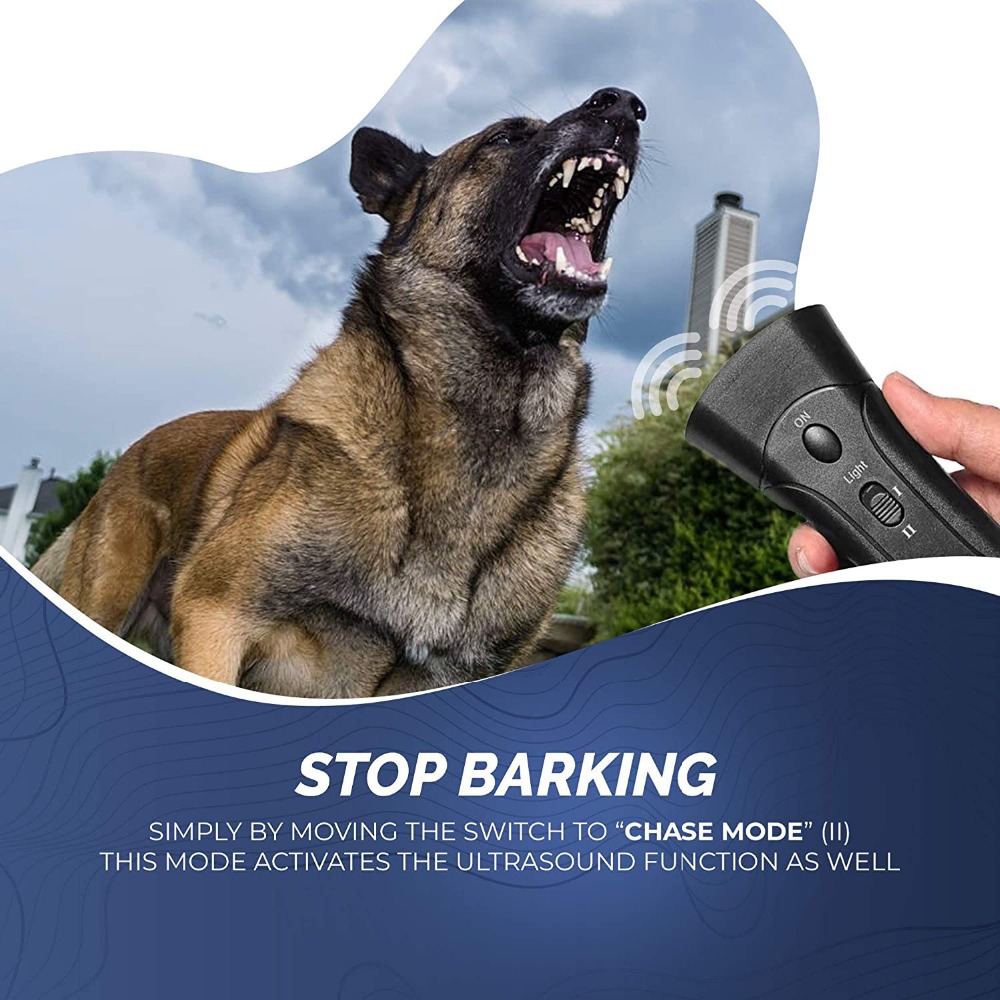 3 in 1 Pet Dog Repeller Anti Barking Stop Bark Training Device Trainer LED Ultrasonic Anti Barking Ultrasonic Without Battery