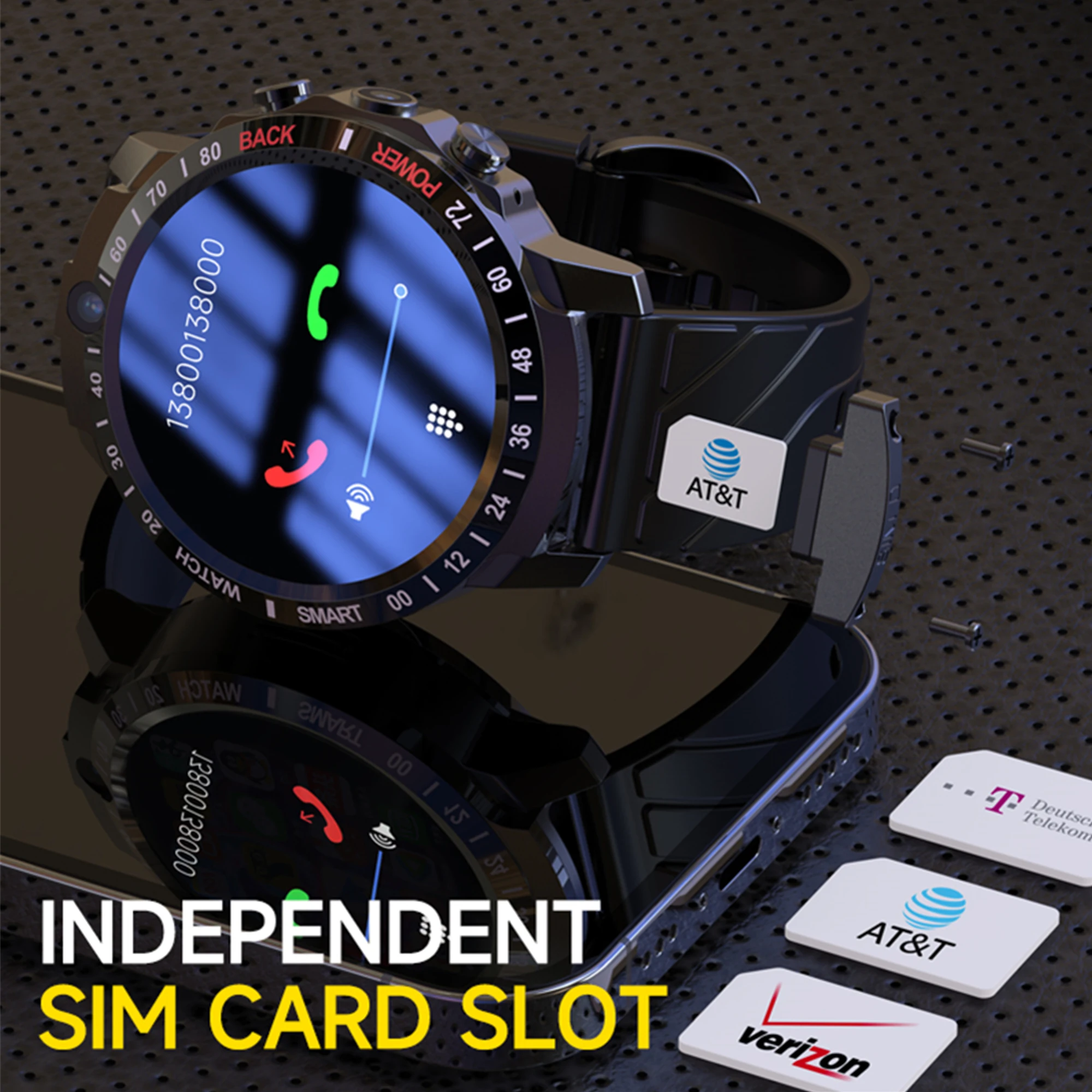 MT27 Smart Watch 4G Network SIM 4G+64G GPS Wifi Dual Camera Men Watch 4 Core Processor Waterproof IOS Android Sport Smart Watch