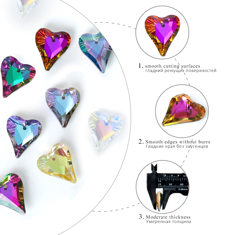 Crystal 6240 Wild Heart Charms Glass Austria Loose Beads Pendant Rhinestones for DIY Earring Necklace Jewelry Accessories 12Pcs