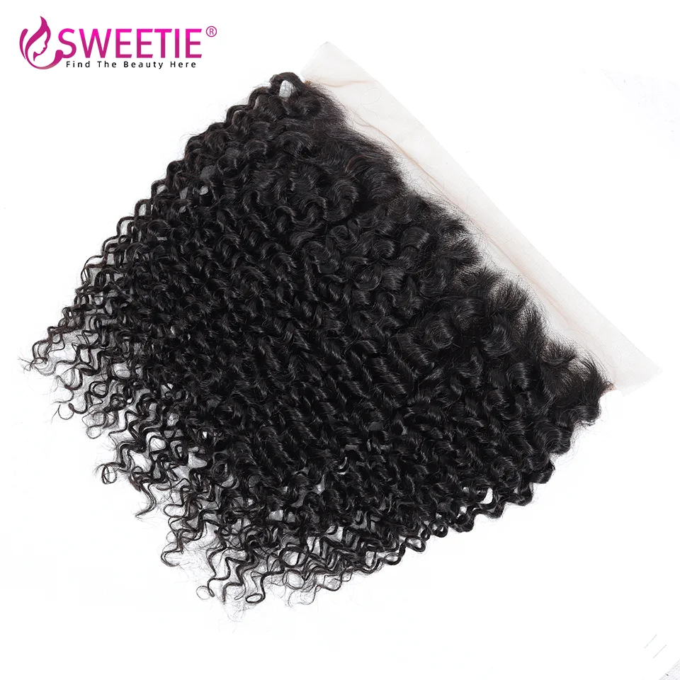13x4 new Kinky Curly Frontal Swiss 18 20 22inch Frontal Natural Color Remy Hair Extensions Brazilian Transparent 2025 Lace Hair Closure