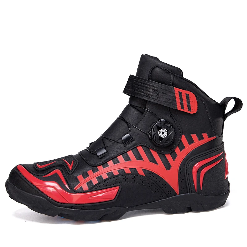 Men Motorcycle Boots Big Size 47 48 Riding Racing Motor Shoes Microfiber Leather Quick Lacing Botas Moto Hombre