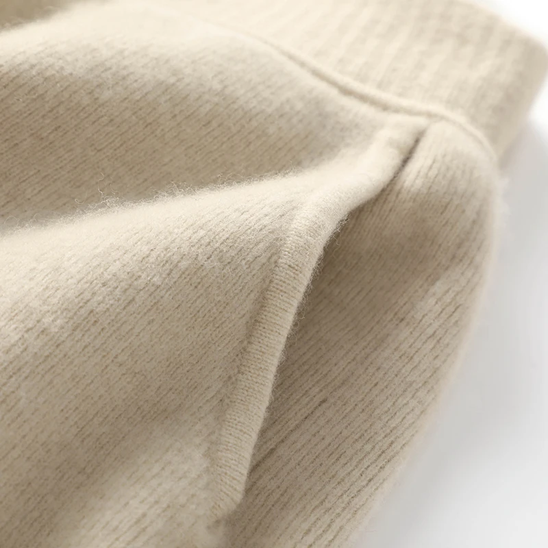 Cashmere Trousers 2025 Autumn Winter Woman's Pants Wide Leg Pants Loose Casual Elasic Mid new Waist Full Length Pants 100% Woolen Knitted