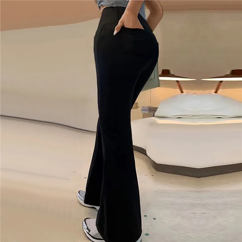 High Qiality 2023 Winter Fleece Thicken Flared Pant Yoga Leggings Women Casual High-waisted Wide Leg Pants Plush Stretch Trouser