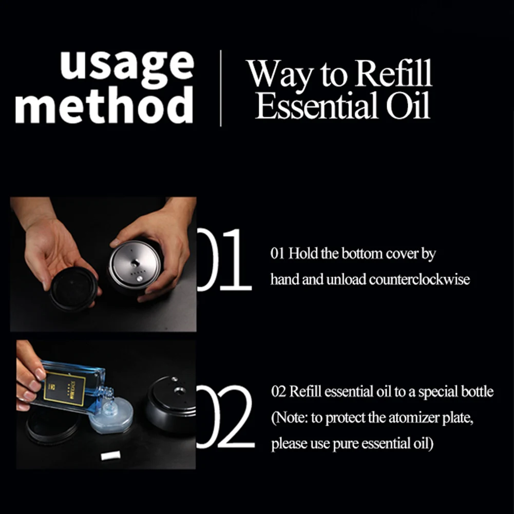 Intelligent Car Scents Aromas Machine Fragrance Diffusers Car Air Freshener USB Rechargeable Ultrasonic Aroma Diffuser