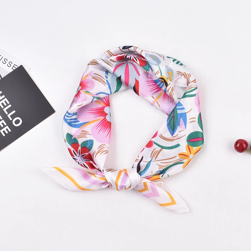 Plant Flower Women's 70 Square Scarf, Small Silk Scarf, Sun Protection, Breathable Scarf, Headband