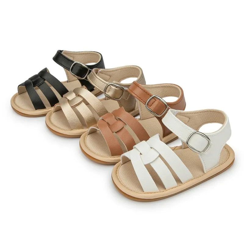 Summer new New Baby Boy Girl Sandals Baby Shoes PU 2025 Anti-slip Soft Rubber Sole Newborns First Walkers Beach Infant Sandals