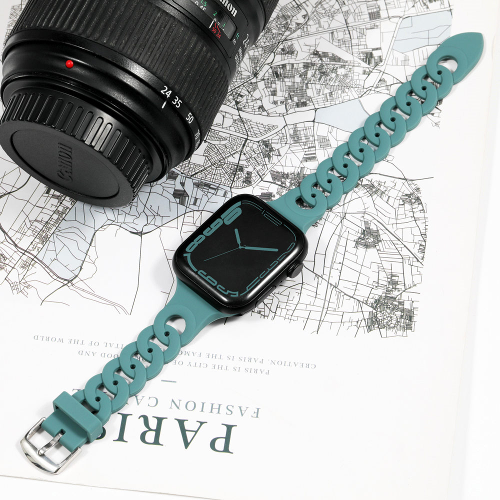 Silicone Strap For Apple watch band 44mm 40mm 45mm 41mm 42mm 49mm Gourmette bracelet correa iWatch serie 5 4 3 6 SE 7 8 Ultra