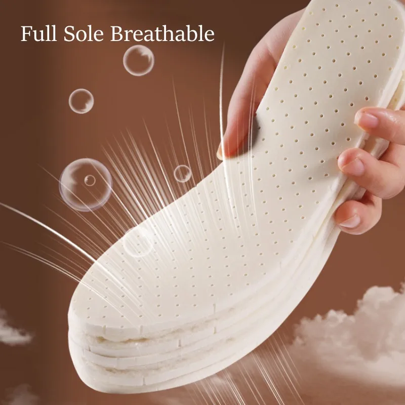 new 2023 New Wool Latex Insoles for Shoes Winter Warm Plush Snow Boots Shoe Sole Shoe Inserts Sports 2025 Insole for Feet Heating Pads