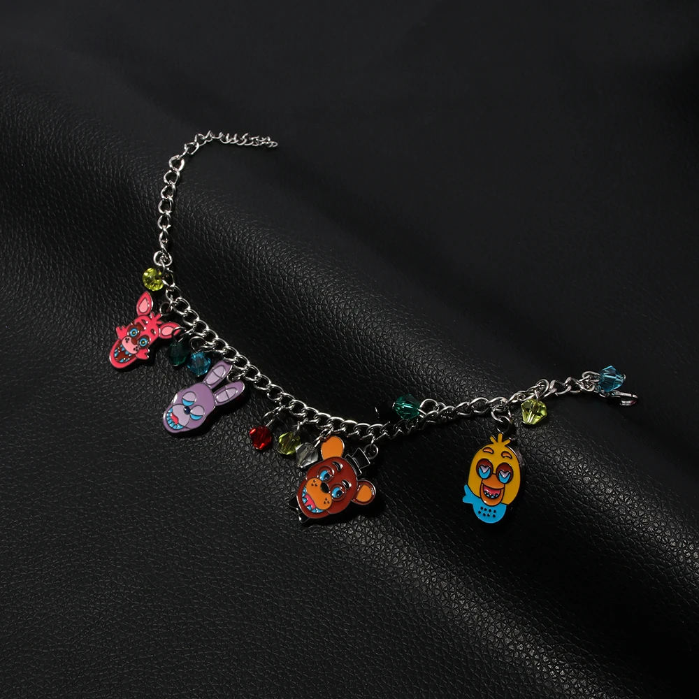 Anime Game FNAF Figures Freddy Charms Bracelet Foxy Bonnie Figure Pendant Bangles Bracelets For Women Men Jewelry Collection