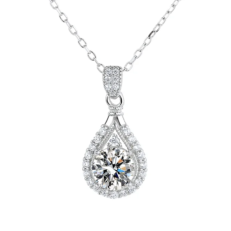 LORIELE 100% Real Moissanite Necklace for Women Vvs Round Cut Diamond Pendant for Girlfriend Jewelry S925 Sterling Silver Gra