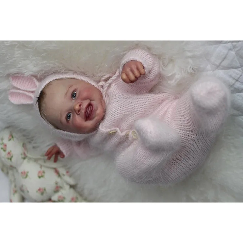 19inch Reborn Dolls Harper Smile Baby Soft Body Real 2025 Picture Lifelike Handmade with Genesis 3D Skin Paint new Silicone Baby Doll