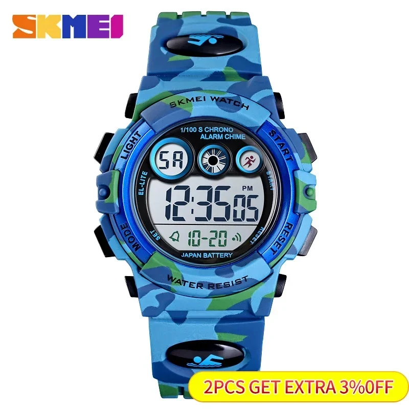 SKMEI Young And Energetic Dial Design 50M Waterproof Colorful LED+EL Lights relogio infantil Children's Sport Kids Watches 1547