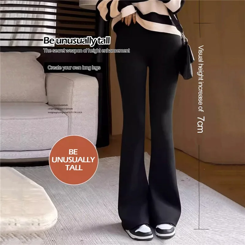 High Qiality 2023 Winter Fleece Thicken Flared Pant Yoga Leggings Women Casual High-waisted Wide Leg Pants Plush Stretch Trouser