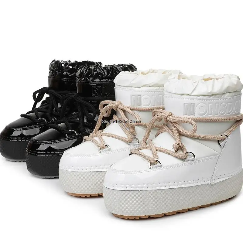Botas Mujer 2023 New Snow Boots Women Winter Warm Shoes Platform Space Boots Skiing Boots Round Toe Platform Ankle Snowboots