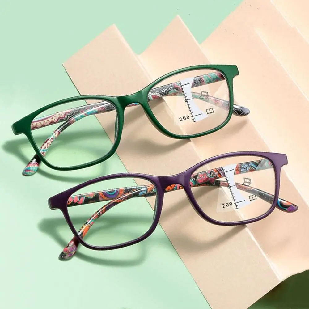 Plastic Reading Glasses new Retro Strength: 1.0~4.0x Rectangle Frame 2025 Glasses Multifocal Zoom Anti-blue Glasses Readers