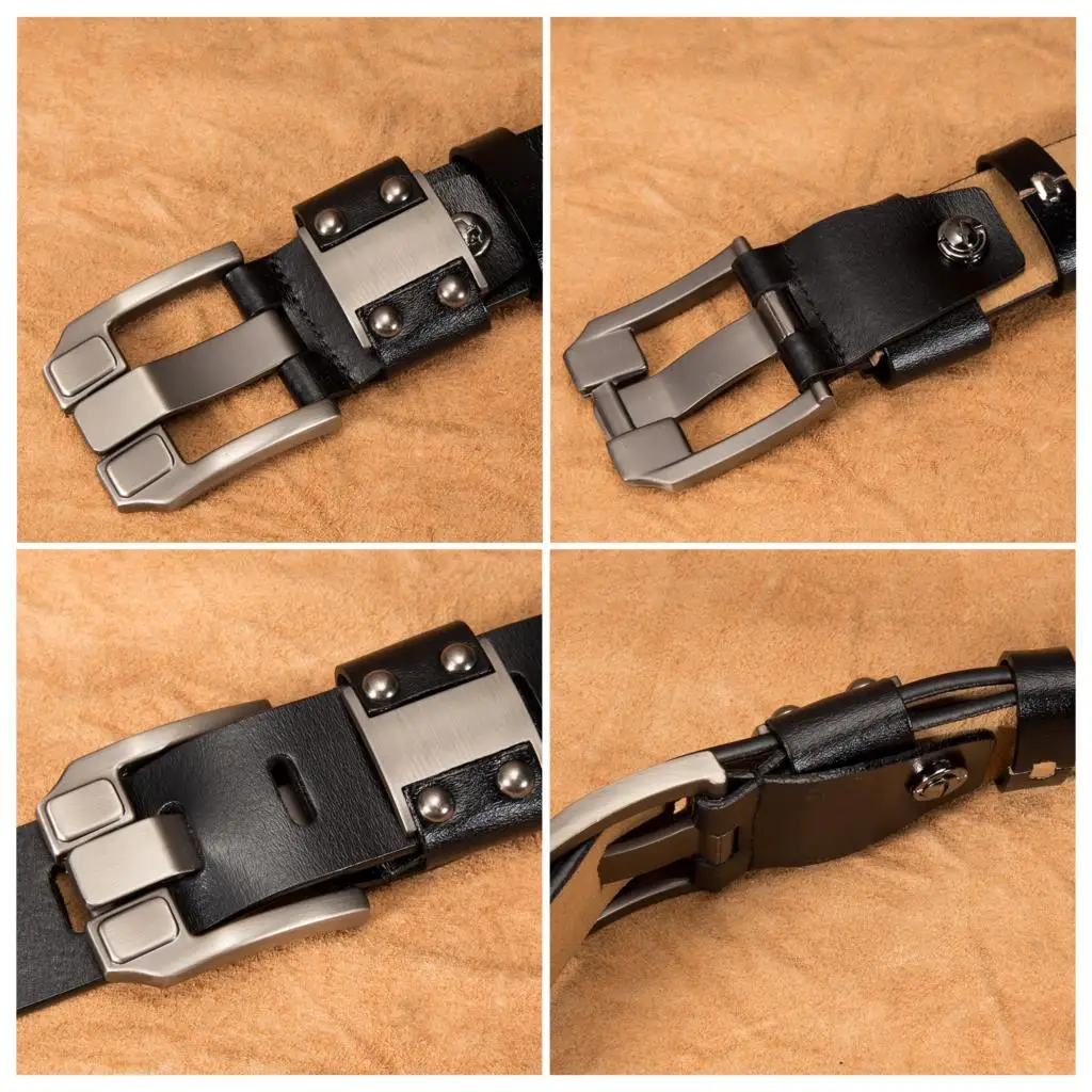BISON DENIM Men's Jeans Belts Pin Buckle Cowhide Genuine Leather new Belts Vintage 2025 Brand Waistband Strap Belt For Men Male N71350