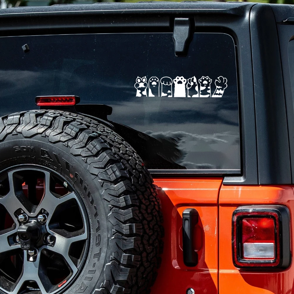 Cute Cat Paws Group Stickers Car Vinyl Decals Windows Bumper Fender Decor Accessories Self-adhesive Labels smile