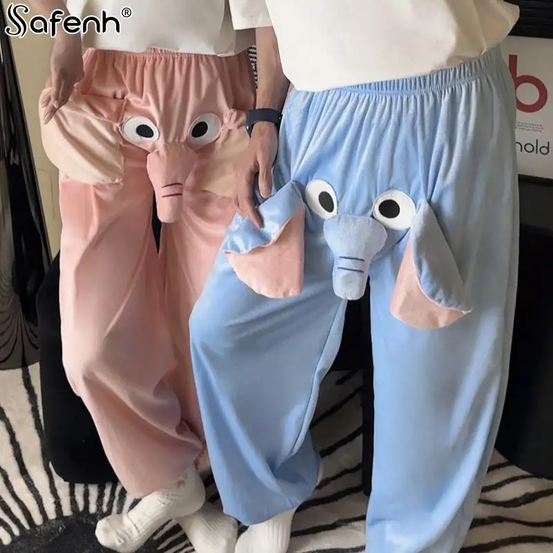 Women Pants Autumn Winter Funny And Cute Couple Pajama Pants With A Ringing Elephant Trunk S,M,L,XL anime streetwear pantalon