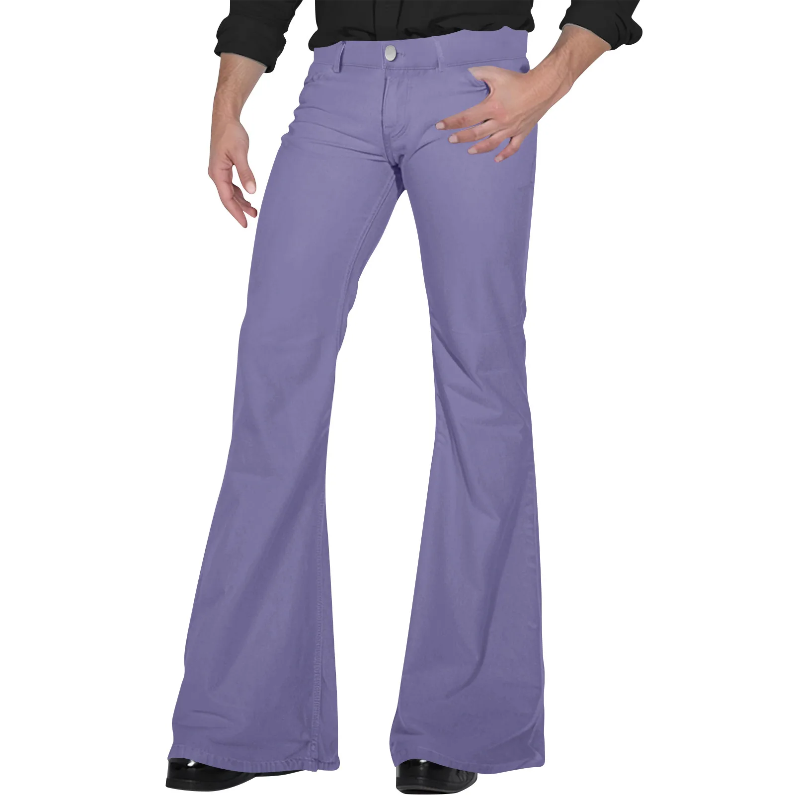 Men'S Retro Disco Flared Pants Loose Stretch Vintage Trousers Fit Flared Comfortable Retro Stretch Twill Men'S Trousers
