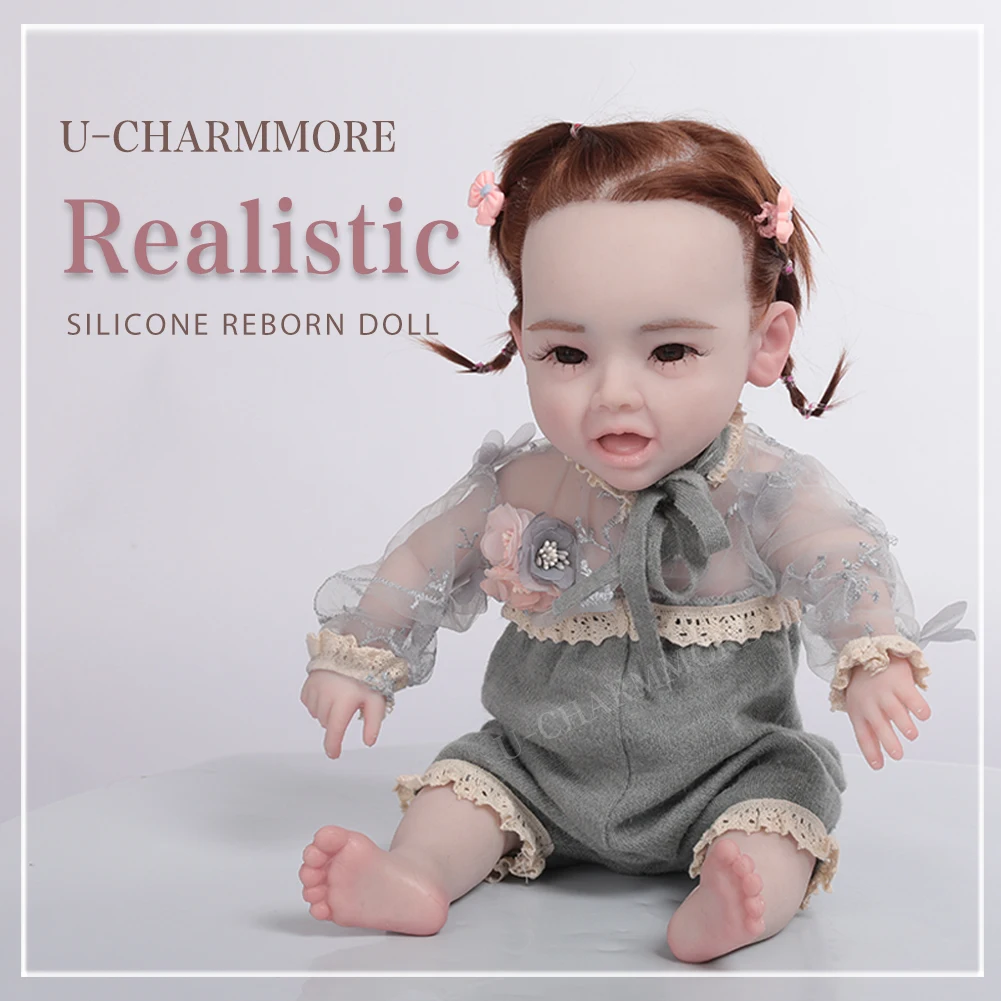 U-charmmore 17.7inch 5.7lbs 2025 Full Body Silicone Reborn Baby new Doll Realistic Girl Dolls Painted DIY Blank Baby Children Toys
