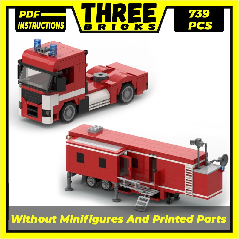 Moc Building Bricks City Car Model Fire Department MAN TGX Tractor Technology Modular Blocks Gift Christmas Toy DIY Set Assembly