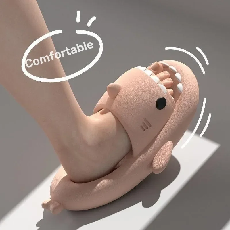 Summer Shark Slippers Women Beach Slides Bathroom Non-slip Thick Sandals Home Couple Flat Shoe Children's Funny Sandals