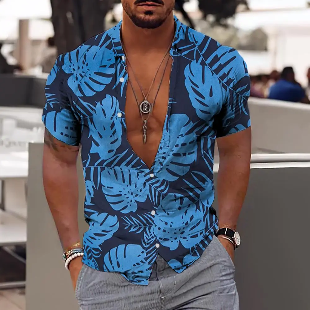 Men'S Shirts Hawaiian 3D Print Short Sleeve Tees Blouse And Shirt new Casual Beach Aloha T-Shirts 2025 For Men Social Shirt Clothing 5xl