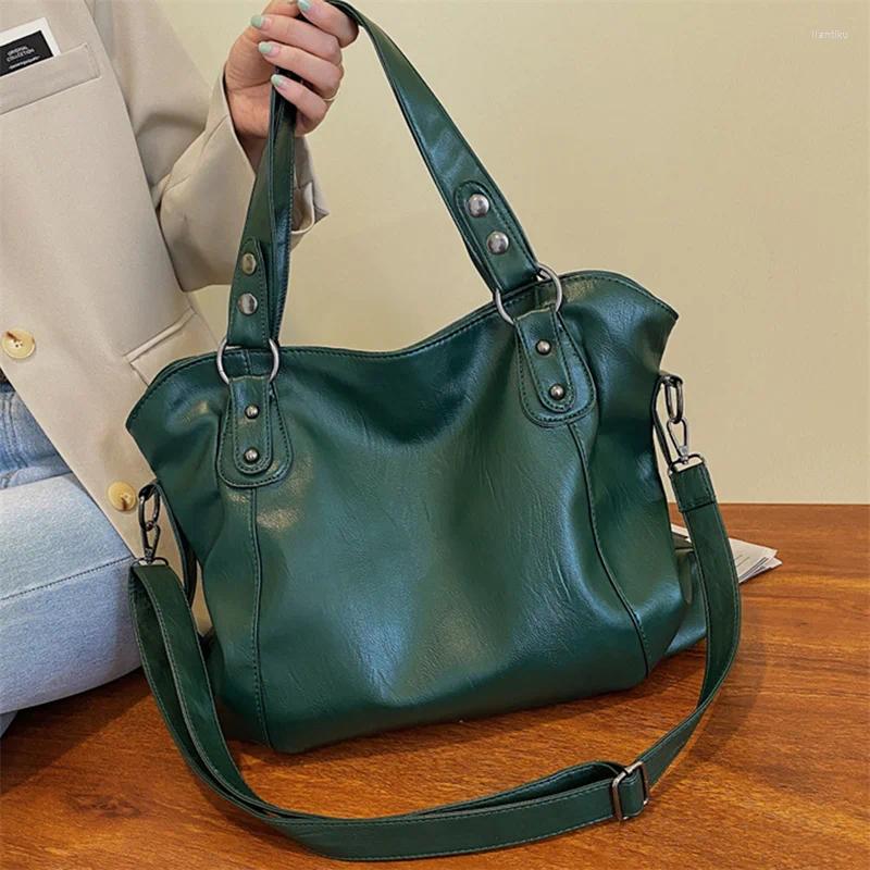 Evening Bags Classy Soft Leather Large Women's Bag 2024 Trend High Capacity Shoulder Fashion Female Commuter Big Shopper Tote Handbag