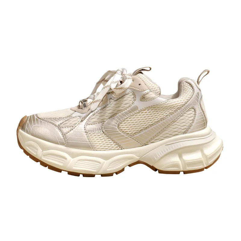 2024 New Designers White Sneakers Women Flats Shoes Lace Up Vulcanize Shoes Female Mesh Wedge Platform Casual Zapatillas Mujer