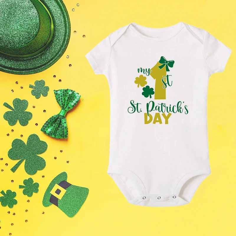 Patricks My St. First Day Cute Baby Bodysuits Boys Girls St.Patricks Day One-Pieces Happy St Patricks Day Gift Baby Clothes . smile . .