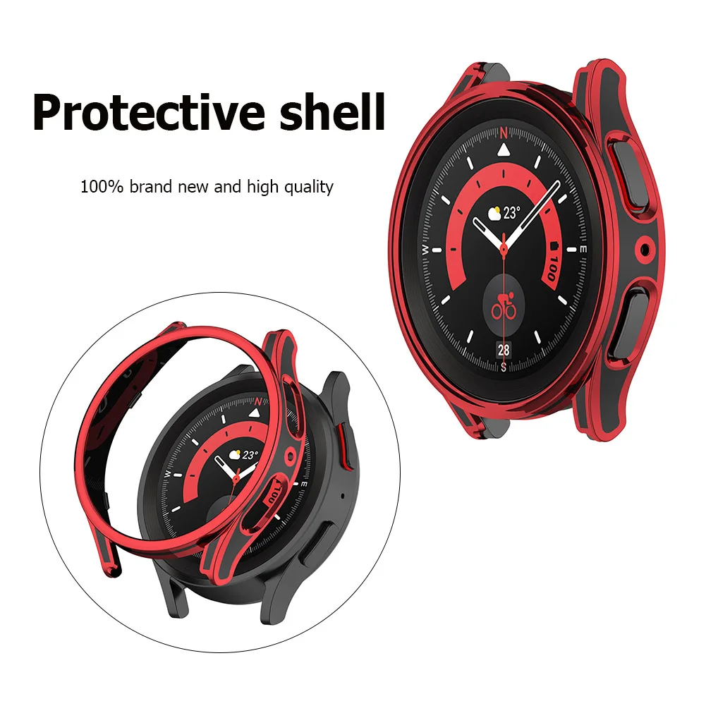 Case+Band for Samsung Galaxy Watch 5pro 45mm PC Hollow Frame Cover for Galaxy Watch 4/5 40mm 44mm Magnetic Buckle Silicone Strap