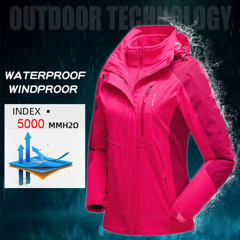 Suit Ski Winter Women Warm Waterproof Outdoor Sports Snow 2 in 1 Jackets and Fleece Pants Female Ski Equipment Snowboard Jacket smile