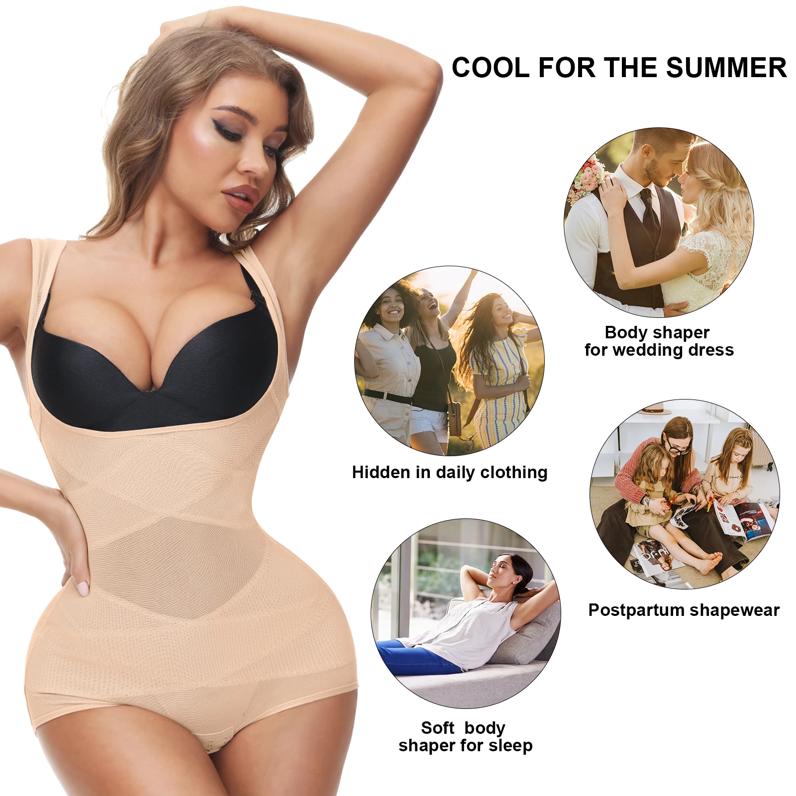 Women's Shapewear Bodysuit Tummy Control Butt Lifter Panties Breathable Waist Trainer Stomach Body Shaper Slimming Girdles