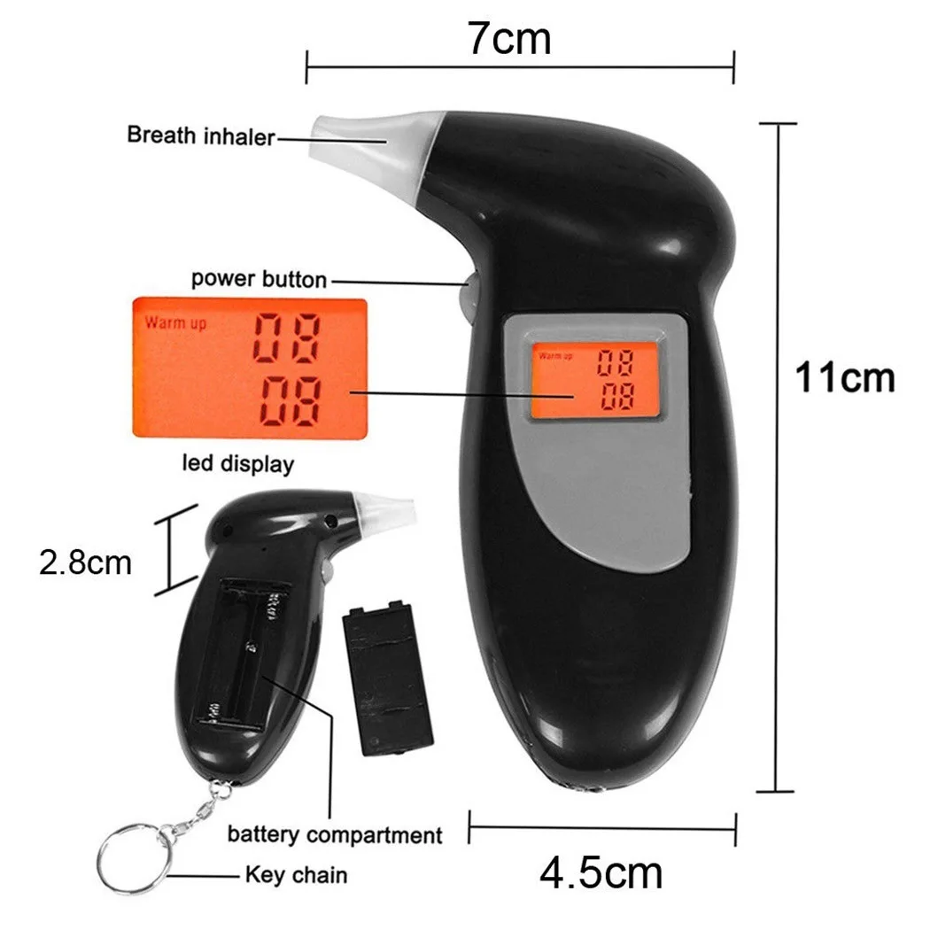 LED Display Automatic Alcohol Tester Backlight Light Professional Digital Breath Alcohol Tester Breathalyzer Alcohol Test Tools