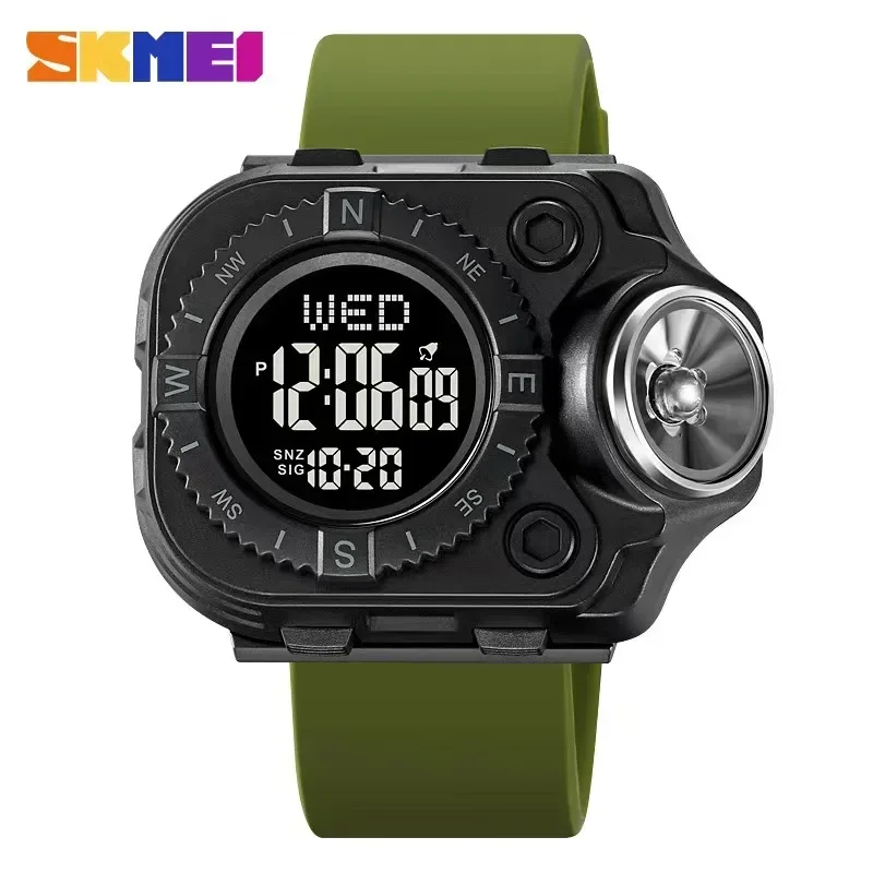 SKMEI Creative LED Flashlight Countdown Sport Watches Men Back Light Digital Wristwatch Waterproof Alarm Stopwatch Clock 2187