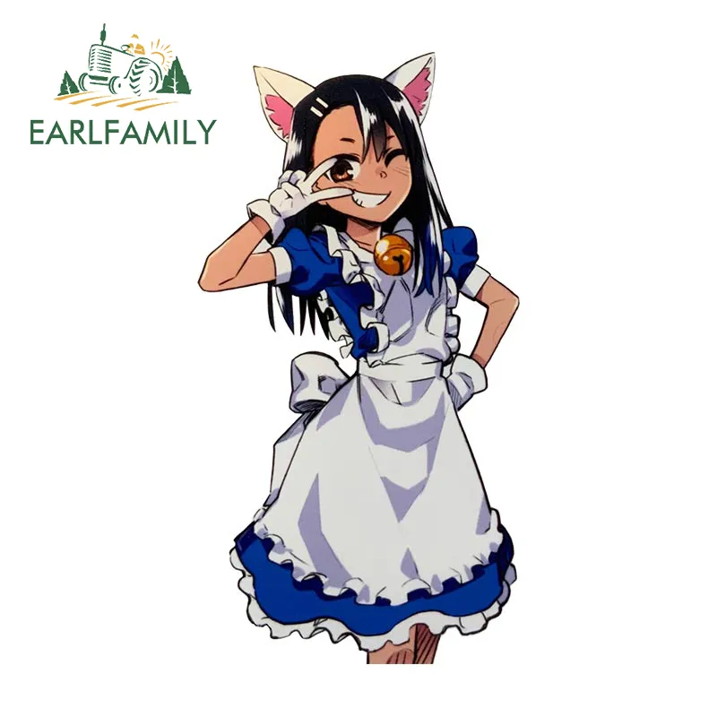EARLFAMILY 2025 Nagatoro Hayase Cosplay Car Sticker Miss Nagatoro Sexy Uniform new Decal Rear Windshield Trunk Motorcycle Helmet Stickers