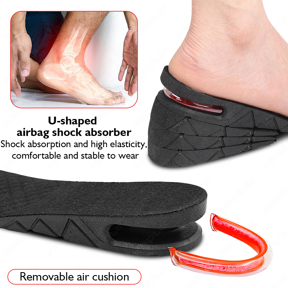 3-9cm Detachable Height Adjustable Shoes Heel Insoles Taller Support Foot Pads Invisible Height Increase Inserts Cushions Unisex