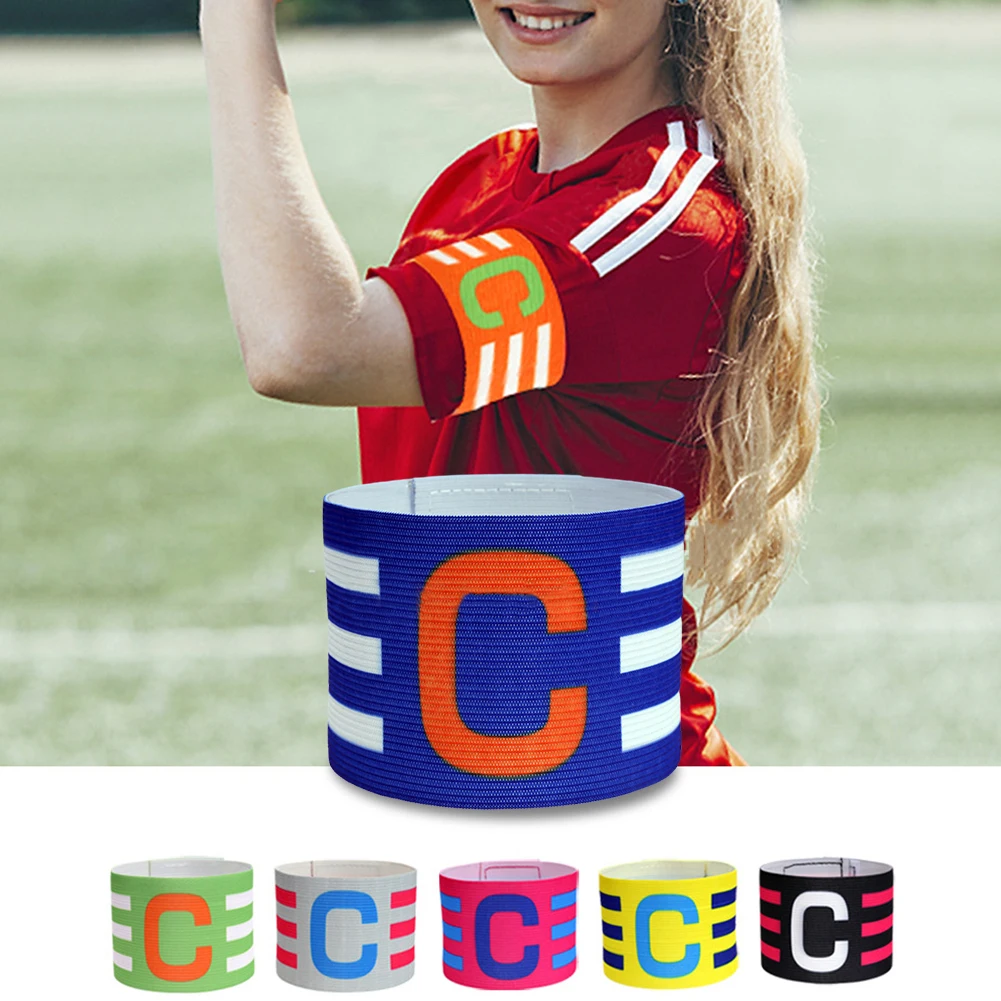 10-30pcs Football Captain Armband Adjustable Brazalete Capitan Band Breathable Stripe Arm Band with Touch Fastener for Captain