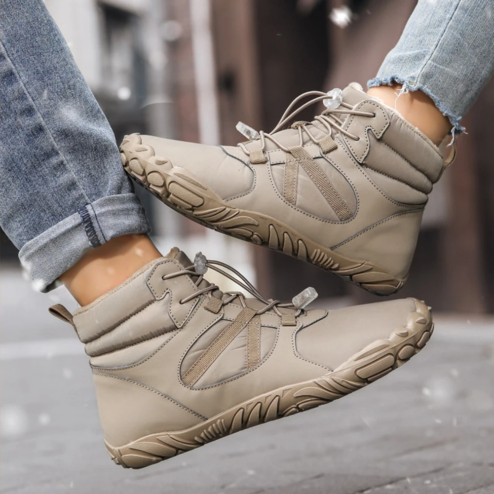 Women Men Winter Booties Warm Jogging Sneakers Women Men Rubber Running Barefoot Shoes Waterproof Non-Slip Breathable